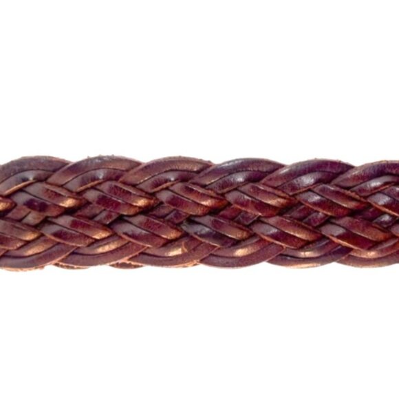 GreatLand Men's L Skinny 1" Braided Woven Leather Belt 49" Brass D-Ring Buckle - Picture 3 of 4